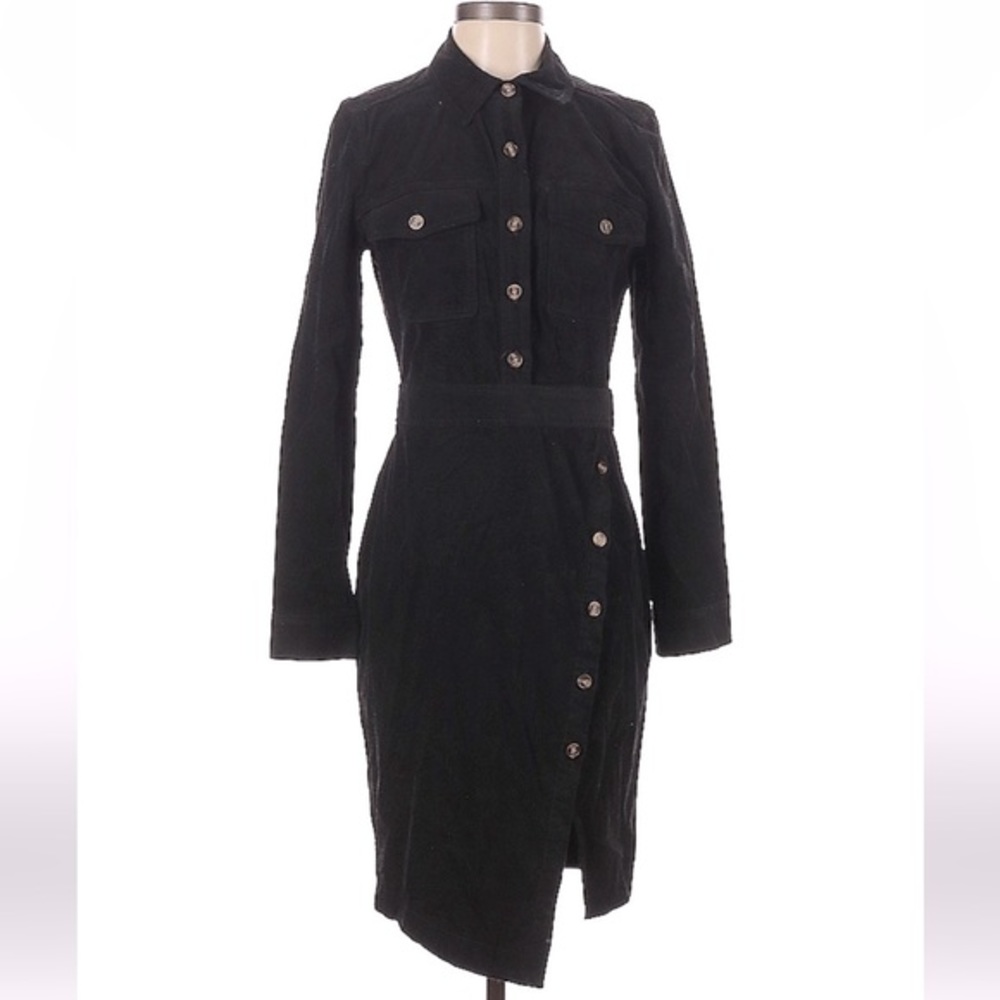 NWT Veronica Beard Black Britton Corduroy Button Down Shirtdress - Size 4